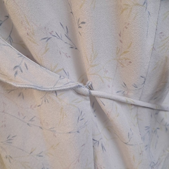 Vintage 90s DUE PER DUE Pale Blue Floral Blouse Silk Short Sleeve Ruffle NWT - Picture 11 of 12
